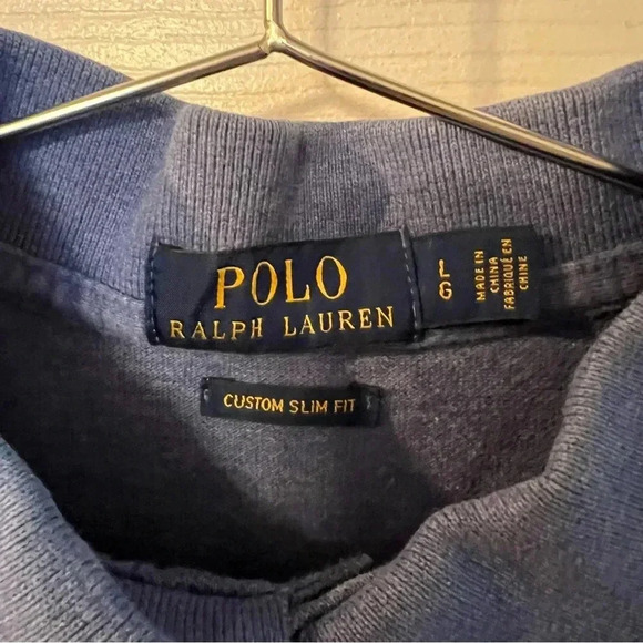 Polo Ralph Lauren Blue Short Sleeved Polo Shirt Custom Slim Fit Mens Size Large - Picture 3 of 6